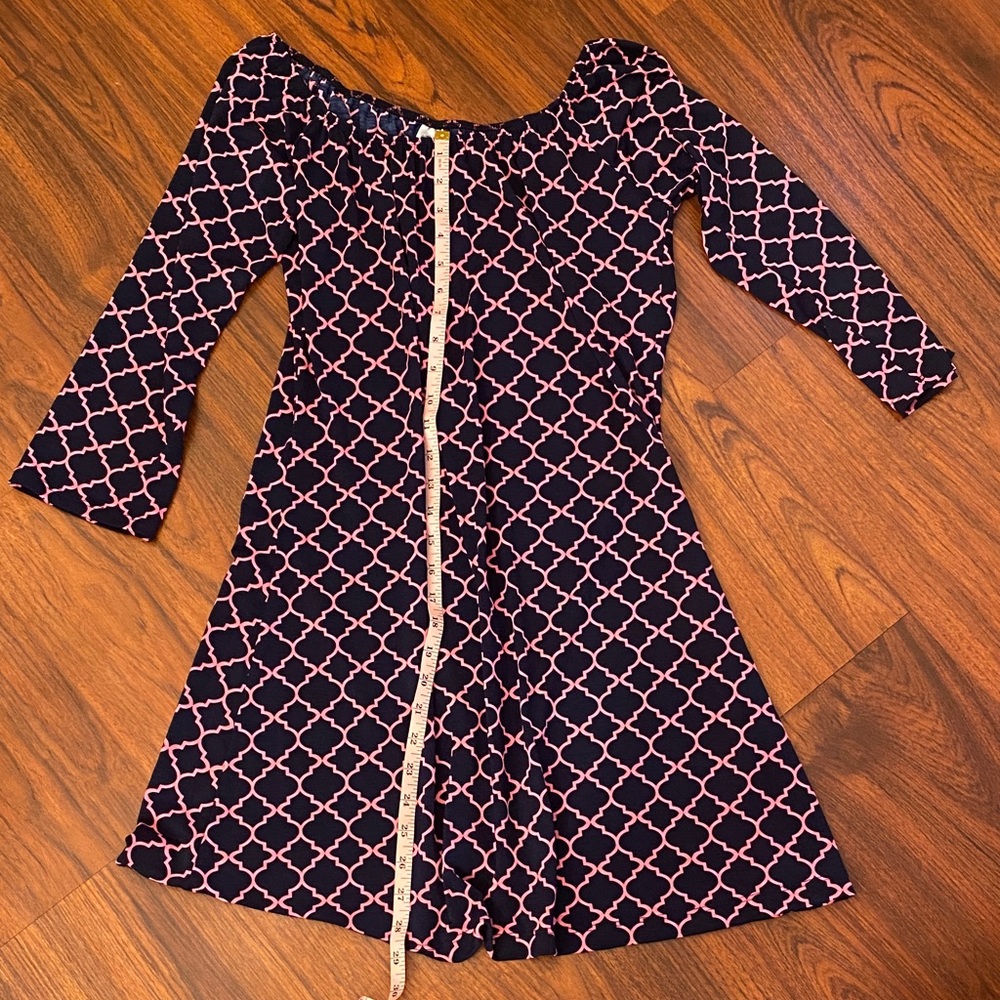 Boho Style Dress with Pink and Navy Pattern - Picture 9 of 9